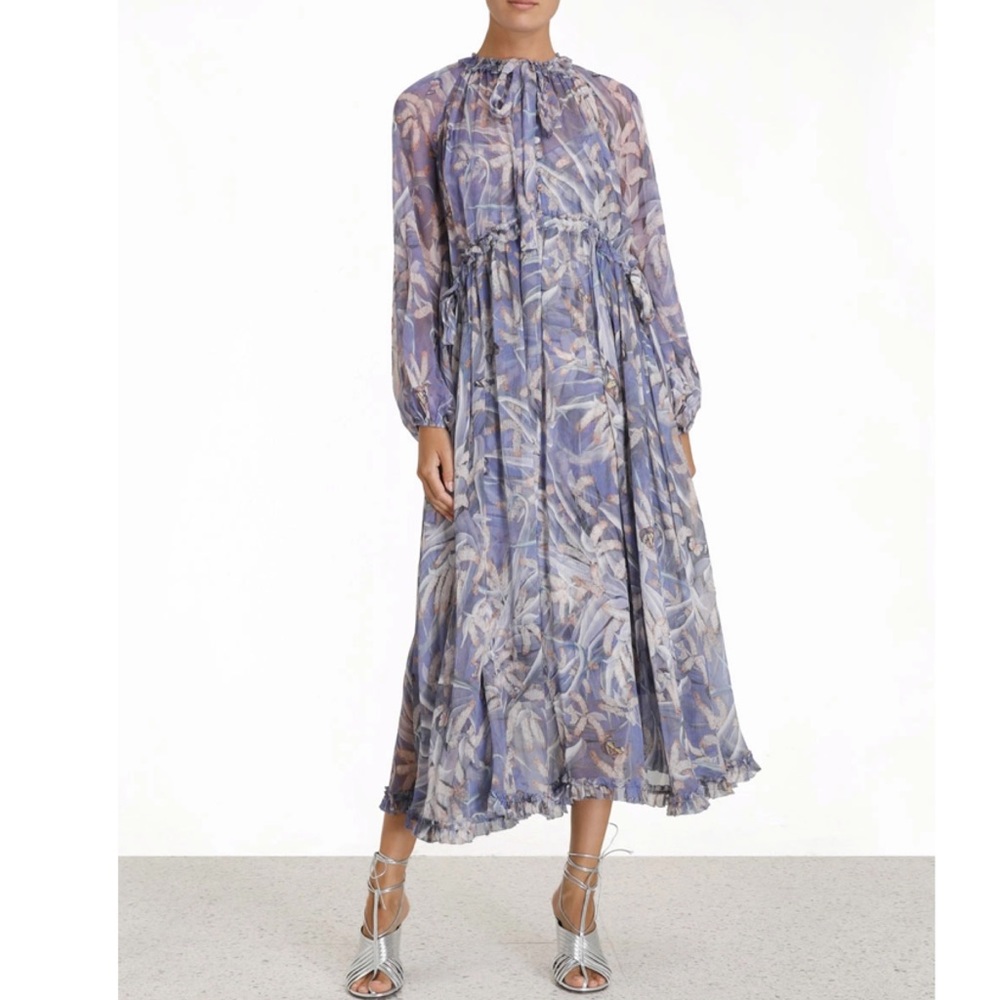 Zimmermann Lavender Floral Midi Dress - Picture 2 of 10